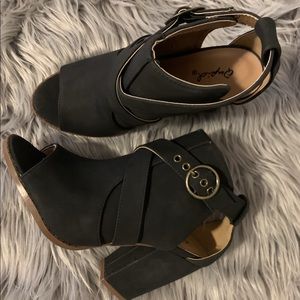 Living on the Edge - Black Open Toe Booties